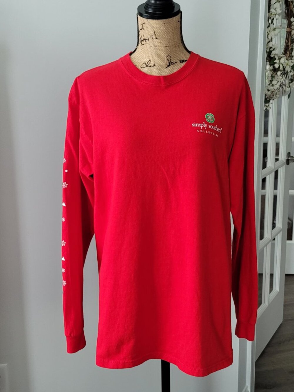 Ladies Simply Southern Red Long Sleeve Christmas Winter T-Shirt Large - Picture 3 of 10